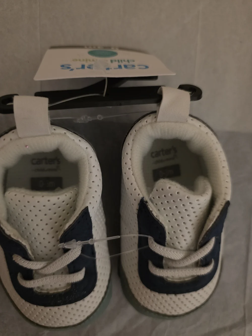 White and Navy Kids Casual Sneakers